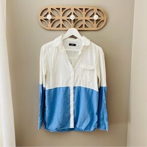 BDG by Urban Outfitters Long Sleeve Button Up Shirt Blue/White Sz Small